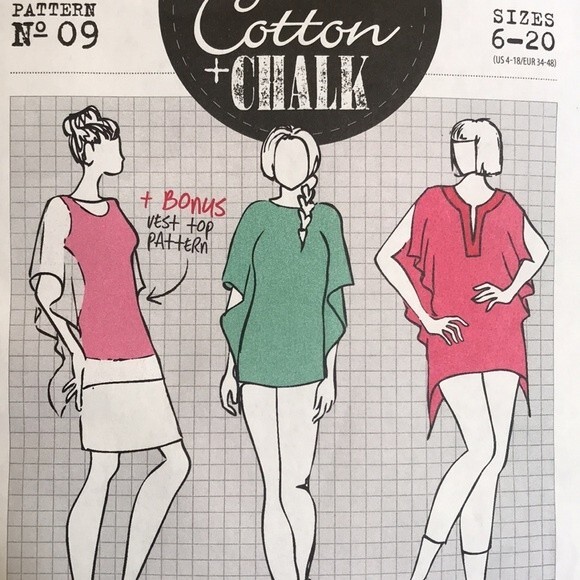 Cotton & Chalk Kimona Tops Sewing Pattern The Holiday Set sz 6-20 (US 4-18) NWT - Picture 2 of 8